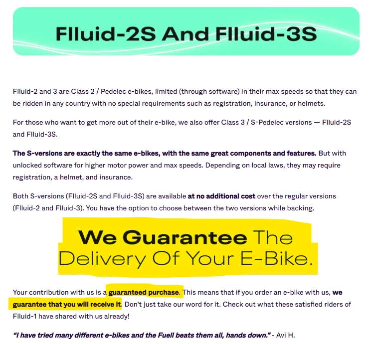 FUELL Flluid e-Bike Guaranteed Purchase and Delivery