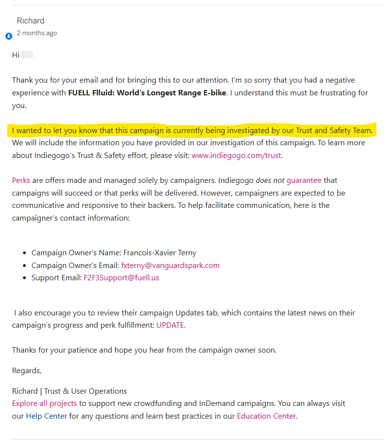 Indiegogo's Official Investigation Into The Fuell Flluid Campaign